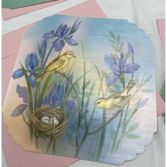 5 VINTAGE QUALITY CREST BEAUTIFUL BIRDS SCENES GREETING CARDS UNUSED ENVLEOPES - Picture 4 of 13